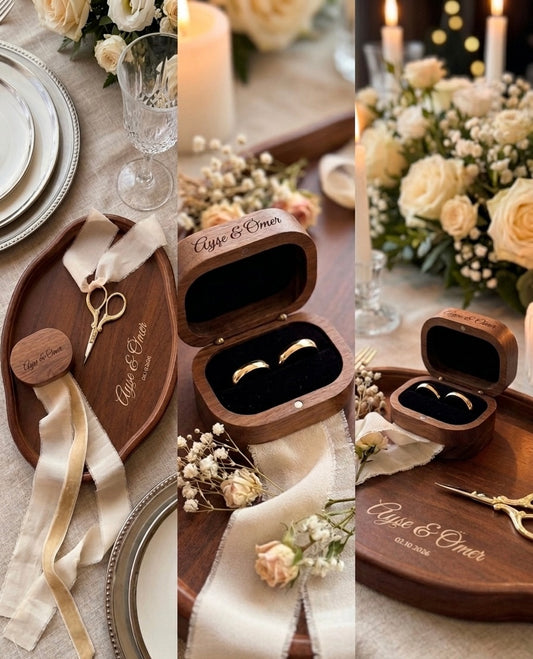 Gepersonaliseerde Houten Verlovingsset – Elegant