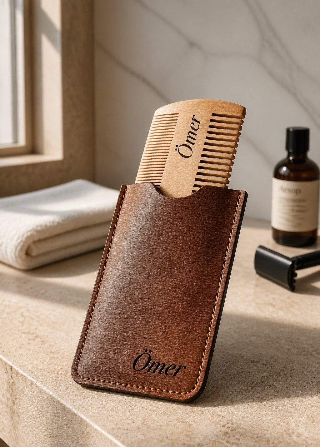 Gepersonaliseerde Baardkam met Etui
